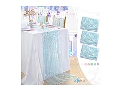 QueenDream Blue Sequin Table Runner