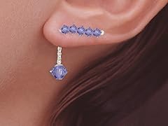 Silver Tanzanite Crystal Ear Pin Earrings