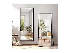 GlasFlength Full Length Mirror with Stand - 57" x 20"  Black