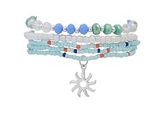 Stretch Beaded Bracelet Stack with Sun Charm