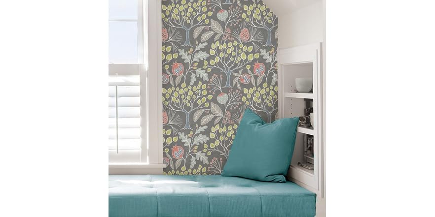 Groovy Garden Grey Peel & Stick Wallpaper