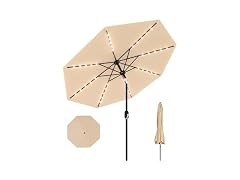 GarveeLife 10 ft Solar Patio Umbrella