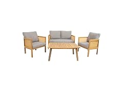 Sunnydaze Sanibel 4-Piece Acacia Patio Furniture Set - Gray