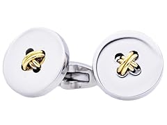 2 Tone Gold Button Cufflinks