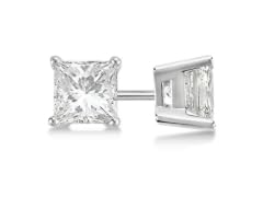 Silver 3.00 CTTW Square Stud Earring