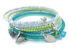 5 Pc Set Expandable Bead Bracelet with Bicone Crystal