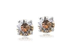 CZ Round Citrine Earrings