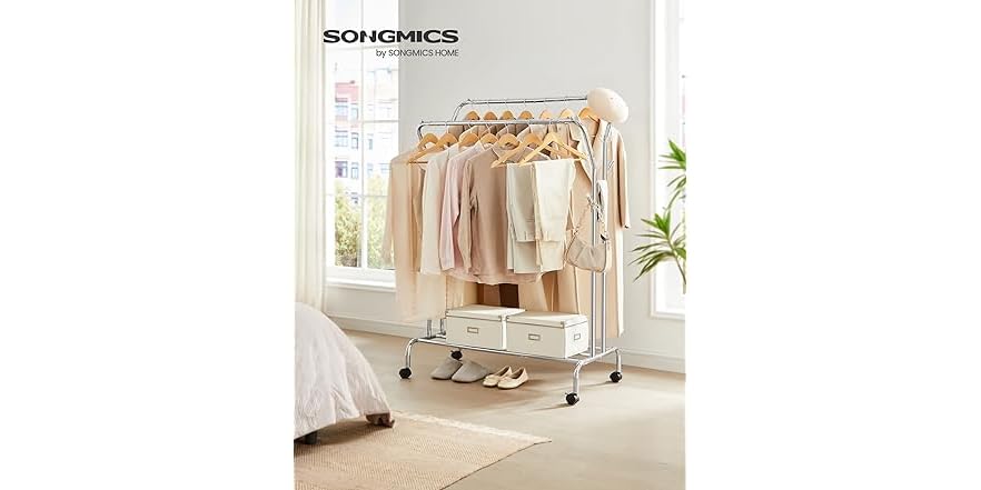 Rod Racks For 2 Inch Receiver SONGMICS Double-Rod Rack w/Wheels, 40.7