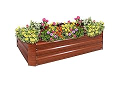Sunnydaze 47" Woodgrain Steel Raised Garden Bed