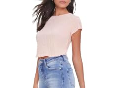 Forever 21 Women's (M) Smocked Cap-Sleeve Tee Seas