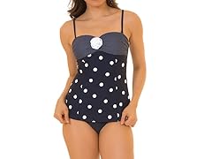 Coco Limon Polka Dot Swimsuit, Navy Blue