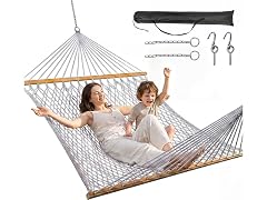 ANAGOO 2-Person Handwoven Rope Hammock with Spreader Bar