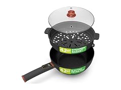 Nutrichef 4L Electric Frying Pan & 4L Steamer 