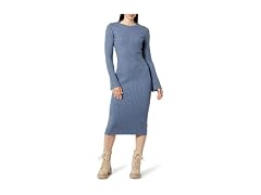 The Drop Fernanda Bell Sleeve Ribbed Dress (S)