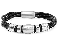 Hang Ten Men's Black Leather Bracelet