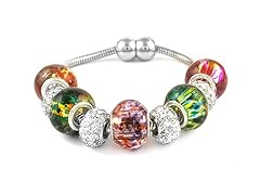 Murano Bead Swarovski Element Charm Bracelet- Pick Color