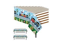 4 Pack Train Print Plastic Tablecloths
