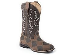 Brown Patchwork Cowboy Boots (2Y)
