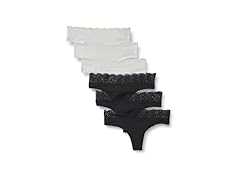 (6 Pack) Amazon Essentials Lace Trim Thong