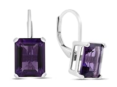4 1/2 Carat Emerald Shape Amethyst Leverback Earrings In Sterling Silver