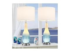 BesLowe Tall Glass Table Lamps Set of 2