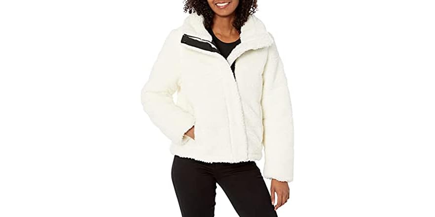 Calvin Klein Women's Mock Neck Sherpa Jacket Black Size 3X