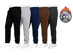 3Pk Mens Heavyweight Fleece-Lined Sweatpants