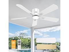 DAMINY 52In 5 Blades White Ceiling Fan