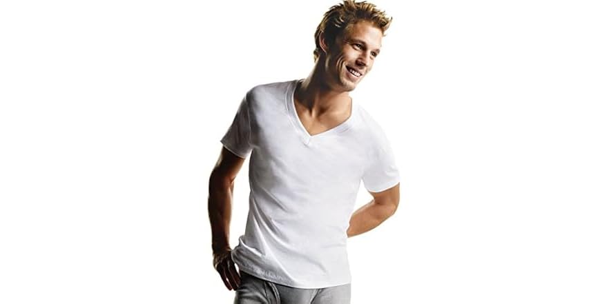 Hanes White V-Neck T P5 (S / P, Blanco
