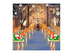 10 Pack Christmas Decorations Elk Santa Claus solar Christmas lights