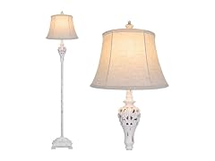 BesLowe Vintage Distressed White Floor Lamp