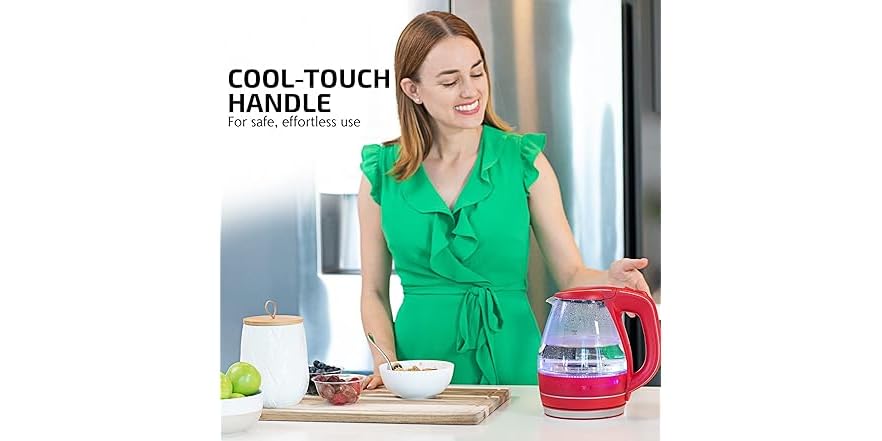 OVENTE Electric Kettle,1.5L Borosilicate Glass Red