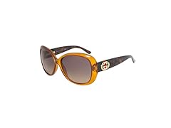Gucci GG Tangelo/Havana Oversized Rectangular Sunglasses