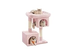 Feandrea Cat Tree, 33.1" Cute Cat Tower, Jelly Pink