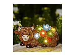 Solar Highland Cow Garden Décor