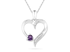Sterling Silver Amethyst Heart Necklace