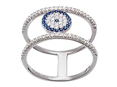 Two Tone Evil Eye Simulated Diamond Ring