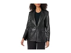 The Drop Women Anouk Faux-leather Long Blazer