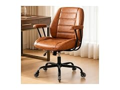 Brown Leather Office Chair with Quiet