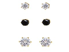 Black & White Crystal Medium & Big Stud Earrings Set of 3