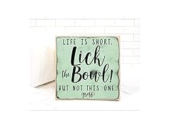 NIUSISE Wooden Sign, Funny Restroom Décor