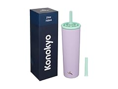 Konokyo 25oz Reusable Iced Coffee Cup with Lid, Purple