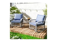 zzwhom 3 PCS Outdoor Rocking Chairs Patio Bistro Set