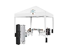 SANUMY 10x10 Pop Up Canopy – Easy Setup, Silver White