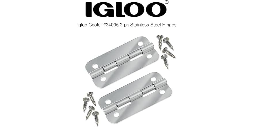 Igloo Stainless Steel Cooler Hinges – Replacement Pair For 25–165 Quart Rectangular Coolers, Includes 8 Screws