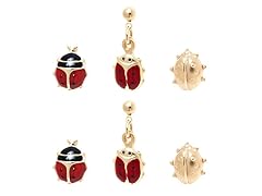 Set of 3 Ladybug Stud & Drop Earrings