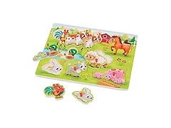 B. toys Farm Animals Wooden Peg Puzzle