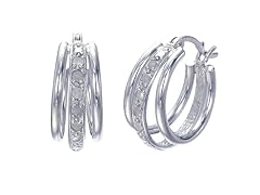 Sterling Silver 0.10 CT Diamond Hoop Earrings