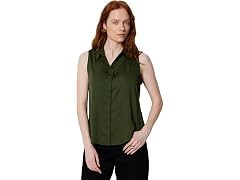 Amazon Essentials Women's Button-Down Blouse Green