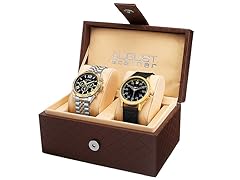 August Steiner Swiss Quartz Stainless Steel Canvas Strap/Bracelet Watch Set